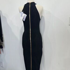 Balmain black long textured knit dress NWT size 40